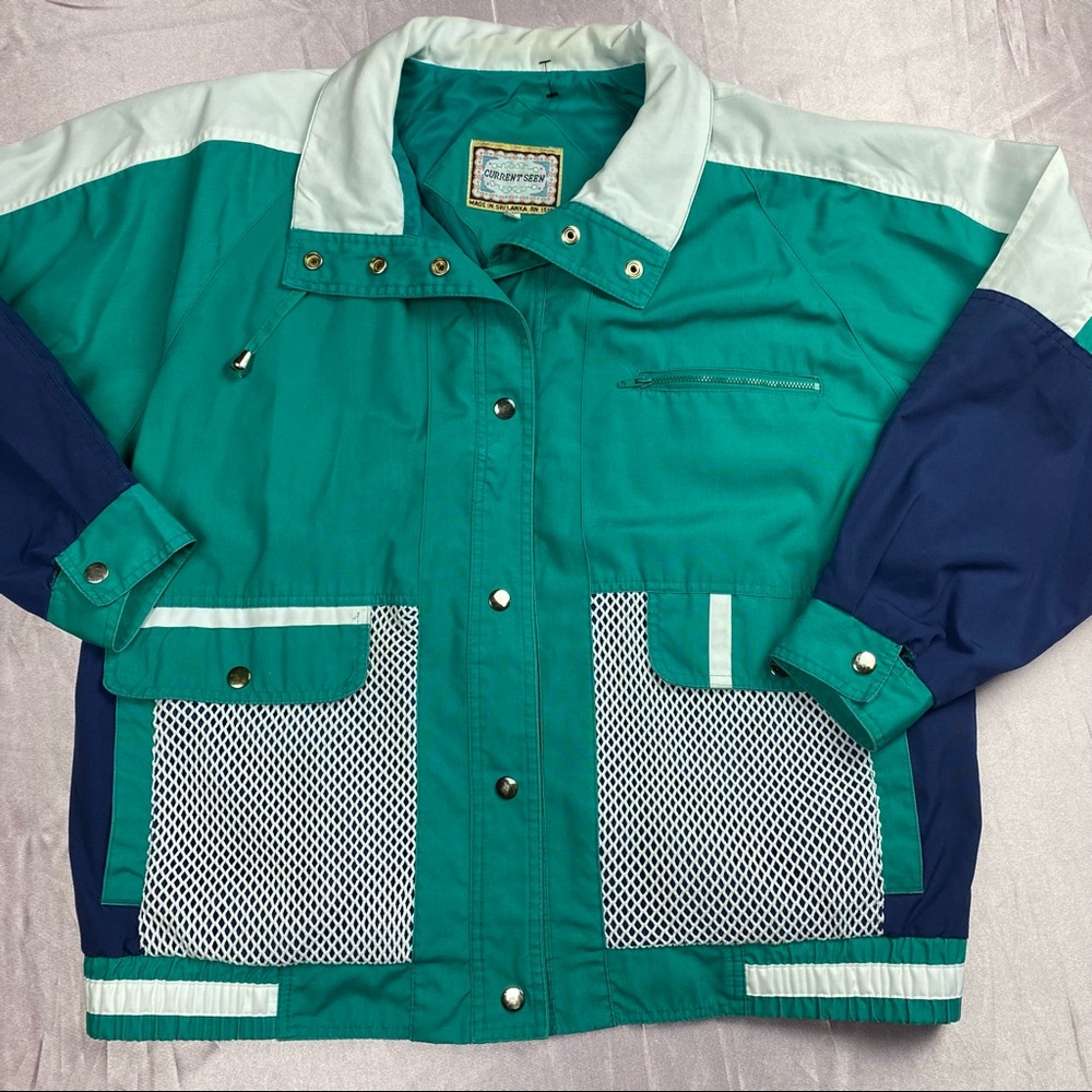 Vintage 90s 80s Green Chunky Oversized Windbreaker